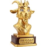 Flexzion The Goat Trophy Award - Engraved Plate with Smile Goat Head Statue, Greatest of All Time Funny Trophy for Adults, Unique Recognition Gift Plaque for Sports, Employee, Teacher, Boss &amp; More