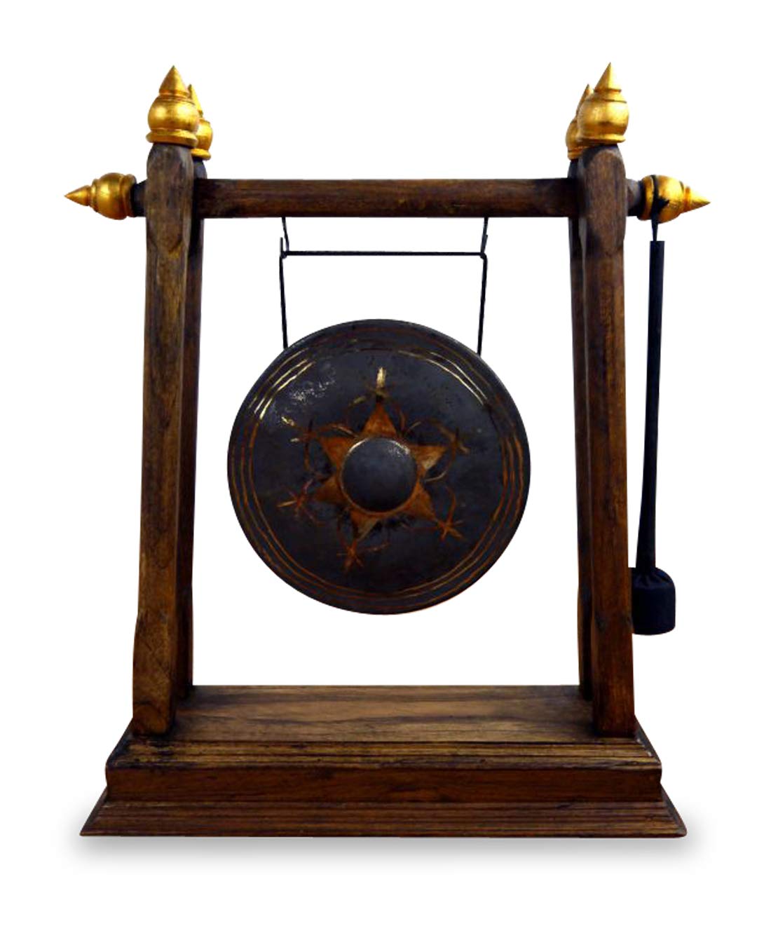 livasia Asian Brass Gong, Buddha Gong with wooden frame for yoga and