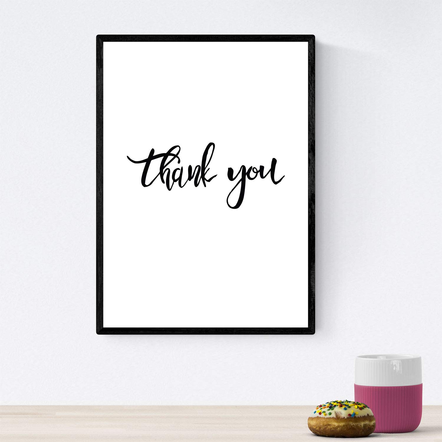 Nacnic Print with happy blank messages and negro.Poster 'Thank you' for framing. A3 size unframed