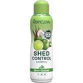 TropiClean Deshedding Dog Shampoo, Fast-Acting Shedding Control &amp; Coat Softener, Puppy Safe, Made in USA, Lime &amp; Coconut Scent, Cat Friendly, 20oz.