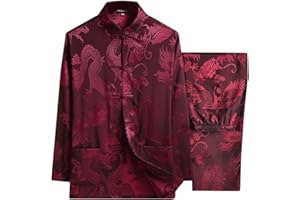 DIWIMIKI Chinese Tang Suit for Men Kung Fu Uniform Shirt and Pants Traditional Clothes Hanfu Tai Chi Clothes