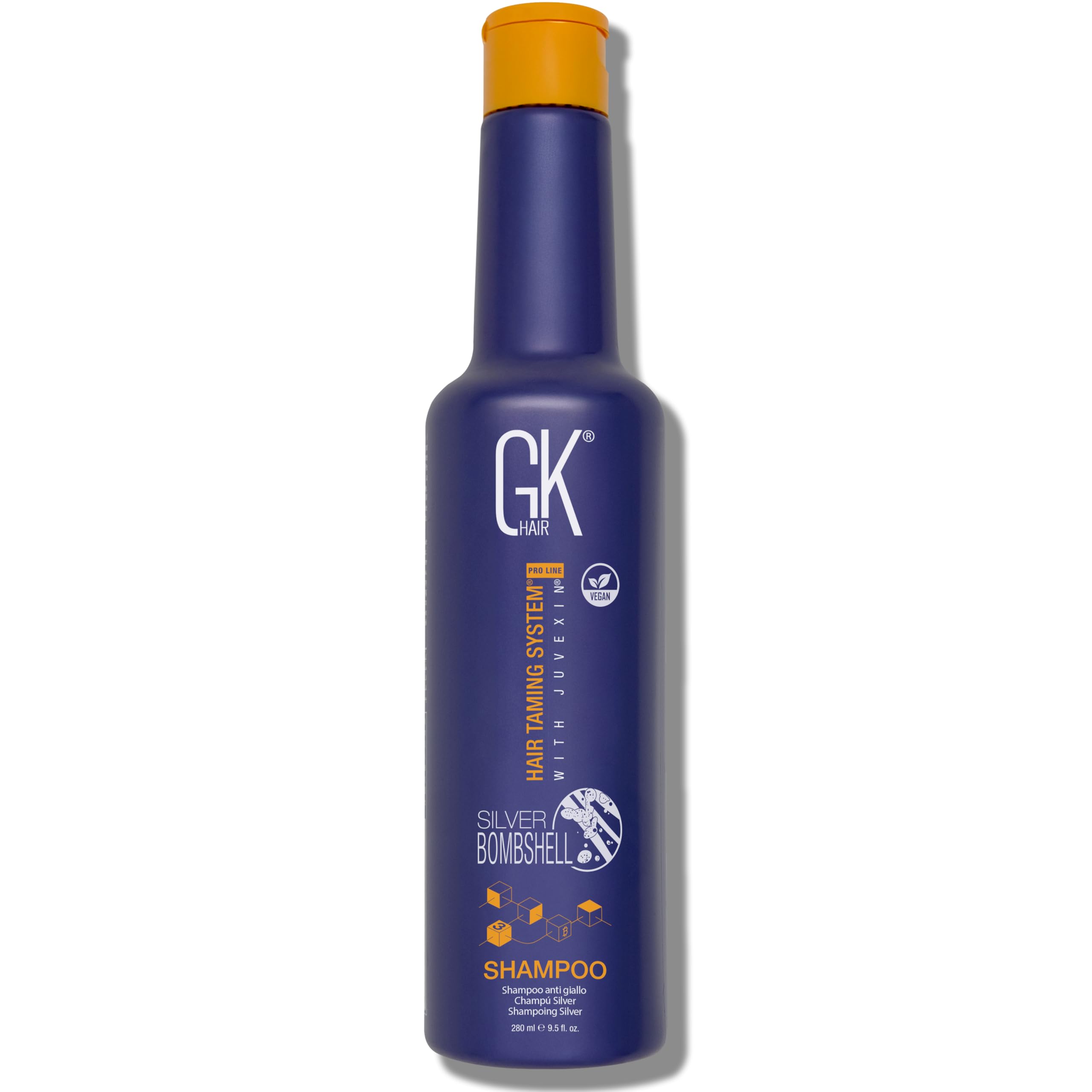GK HAIR Global Keratin Miami Bombshell Taming Blonde Purple Blowout Treatment (280ml/9.5 Fl Oz) - Hair Smoothing Toning Series Straightening Professional Results Removes Yellow Orange Brassy Tones