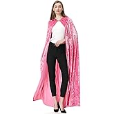 GRAJTCIN Women's Crushed Velvet Cloak with Hood Full Length Shiny Cape Halloween Party Costume