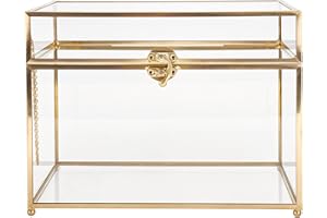 HighFree Wedding Glass Card Box, 10''L x 5.6''W x 7.8'' H Glass Envelope Box, Clear Glass Box for Wedding Reception, Party, W