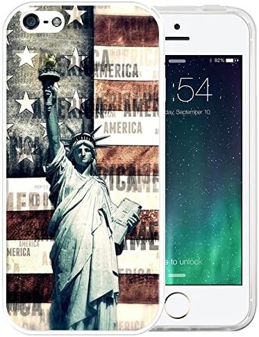 iPhone SE Case, LAACO Beautiful Clear TPU Case Rubber Silicone Skin Cover for iPhone 5/5S/SE - Statue of Liberty pattern