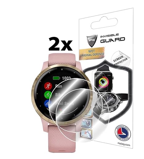 IPG for Garmin vívoactive 4S Smartwatch Screen Protector (2 Units) Invisible Ultra HD Clear Film Anti Scratch Skin Guard - Smooth/Self-Healing/Bubble ...