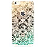 iPhone 6 Case, iPhone 6s Case,JAHOLAN TPU Silicone Gel Soft Clear Case Cover for Iphone 6 6S - Gold Green Tribal Henna
