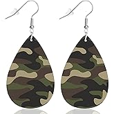 Camo earrings for women, Festive Dangle Army Green Earrings, for Various Festivals Celebration Party, Trendy Camouflage Army Green Dangle Fun Hook Earrings, for Jewelry Outfits Accessories
