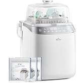 Bear Baby Bottle Washer Sterilizer Dryer All-in-One, 90 Detergent Tablets | Fits Bottles Pump Parts &amp; Feeding Essentials, Deep Clean, Steam Sterilize &amp; Fast Dry, Time-Saving Hands-Free