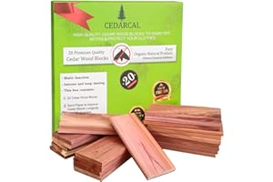 CEDARCAL 20 Piece Set of Premium Cedar Blocks for Clothes Storage - Crafted from 100% Pure Cedar Wood Planks - Ideal for Organizing Your Closet, Wardrobes, Boxes, Drawers, and Bins.