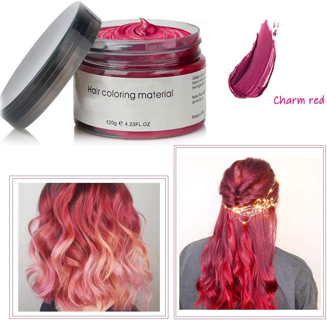 Temporary Hair Colour Wax, Unisex DIY Colour Hair Dye Wax, Washable Plant Formula Matte Natural Modelling Wax (120g Red) - Image 3