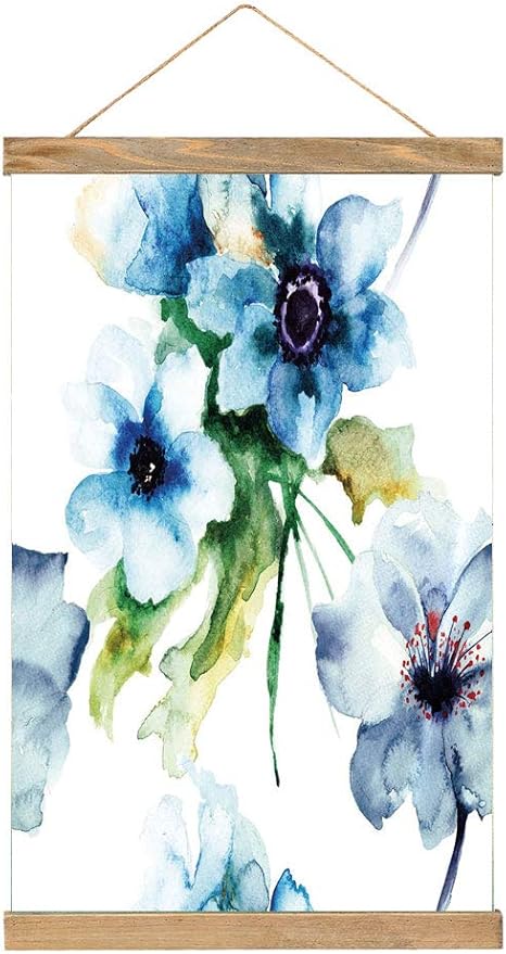 Amazon 掛け軸 日本 和風 和柄 アート 夏の花のエッセンスの成長の香りの花びら水彩ブーケ芸術的なイメージ装飾 オシャレ インテリア ウォールデコ 装飾アート ズック製 高級 33 X 52 Cm ブルーフォレストグリーン アートフレーム ポスター オンライン通販