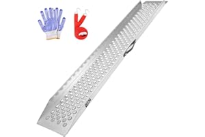 BEJONI 59" L Steel Loading Ramp, Tailgate Ramp with Punch, 660 lbs/PC Capacity for Motorcycle, ATV, Truck, Quad, Lawn Mower, Snow Blower, Anti-Slip Waterproof Rustproof, 1 PC