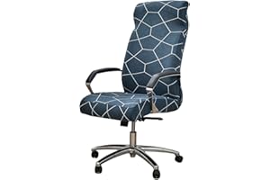 NILUOH Stretch Office Chair Cover with Zipper Printed Computer Chair Cover for Armrest Chair Universal Removable Spandex Rotating Boss Chair Slipcovers Soft Desk Chair Seat Protector for Dogs, Cats (L, 14)