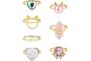 NEWITIN 7 Pieces-100 Pieces Cute Rings for Girls Crystal Ring Girl Pretend Play and Dress up Rings Adjustable Ring Kids Jewelry Little Girl Gift for Girls Kids