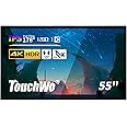 TouchWo 55 inch Interactive Touchscreen Monitor, Smart Board with 4K Display, Win-11 Electronic Whiteboard Touch Screen PC for Office and Classroom, Core i7 RAM 8G & ROM 512G