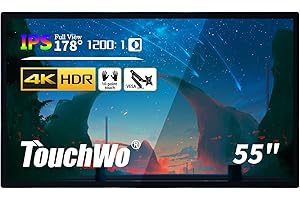 TouchWo 55 inch Interactive Touchscreen Monitor, Smart Board with 4K Display, Win-10 Electronic Whiteboard Touch Screen PC for Office and Classroom, Core i3 RAM 4G & ROM 128G