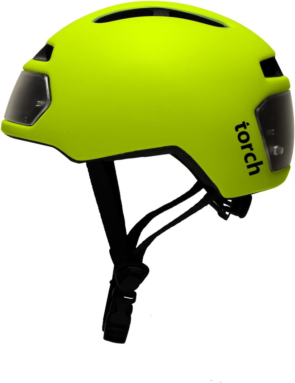 Torch T2 Bike Helmet With Integrated Lights Neon Yellow Amazon Co Uk Sports Outdoors