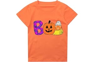 GEOYUNE Halloween Shirts for Kids Toddler Pumpkin Face Ghost Skeleton Cotton Tshirt Clothes 2-7 Years