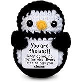 DEYBA Emotional Support Crochet Penguin – Positive Crochet Animals, Inspirational Gift for Women, Men, Couples, Friends, Family, Birthday, Christmas, Romantic Valentine's Day Gift(Style B)