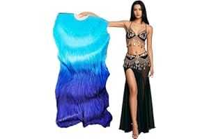 Aumulen Women 1 Piece Hand-made Real Silk Long Belly Dance Fan Veils(Right Hand Only)