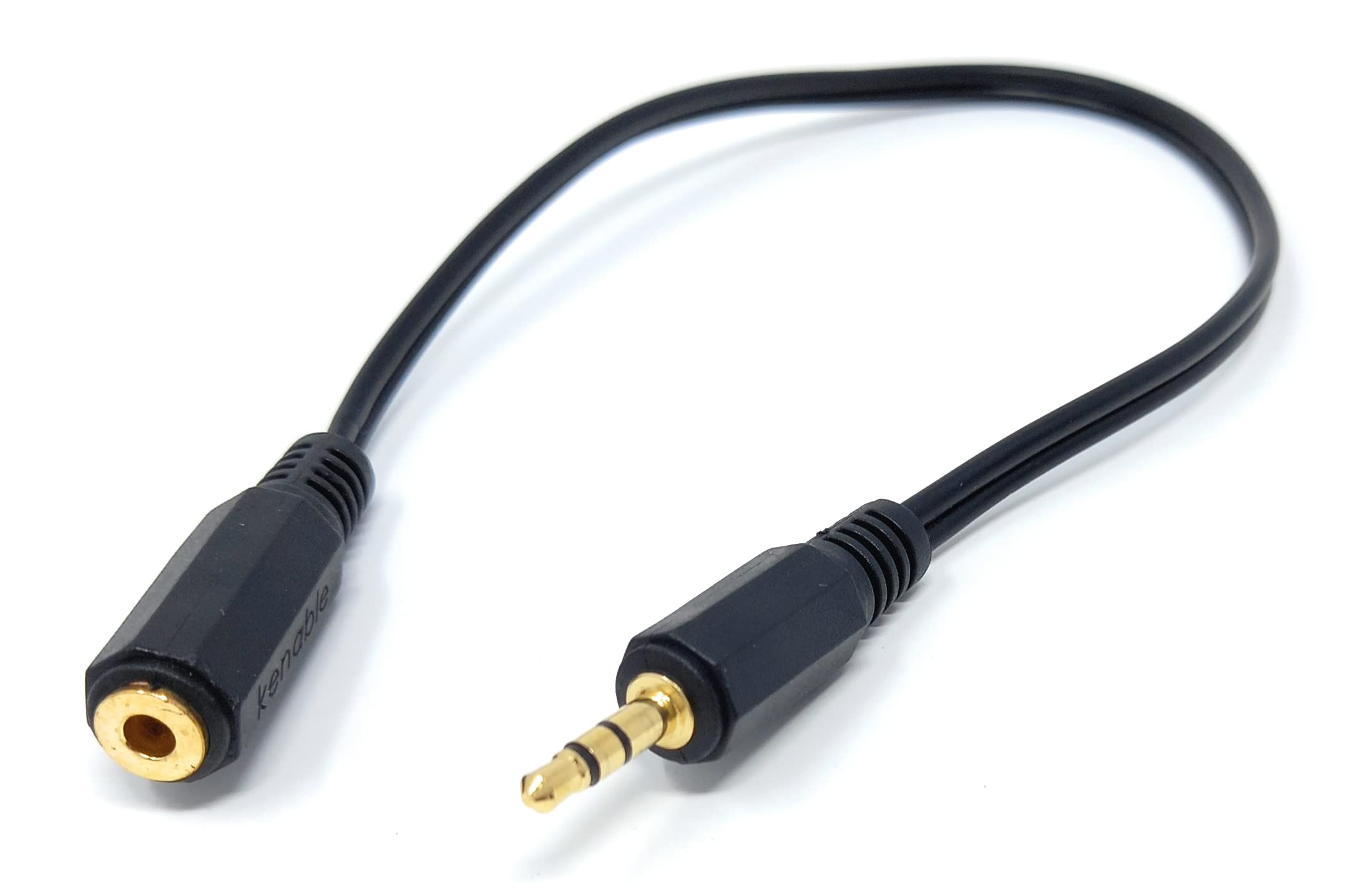 DRUT 30cm short 3.5mm to 3.5mm Stereo Audio Extension Cable Lead Male to Female Gold Connectors 1ft Black