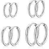 Huggie Gold Hoop Earrings - 4 Pairs Small Hoop Earrings for Women 18K Gold Plated 316L Surgical Steel Earrings Hypoallergenic Tiny Cartilage Earrings Set Jewelry Gift 6mm 8mm 10mm 12mm
