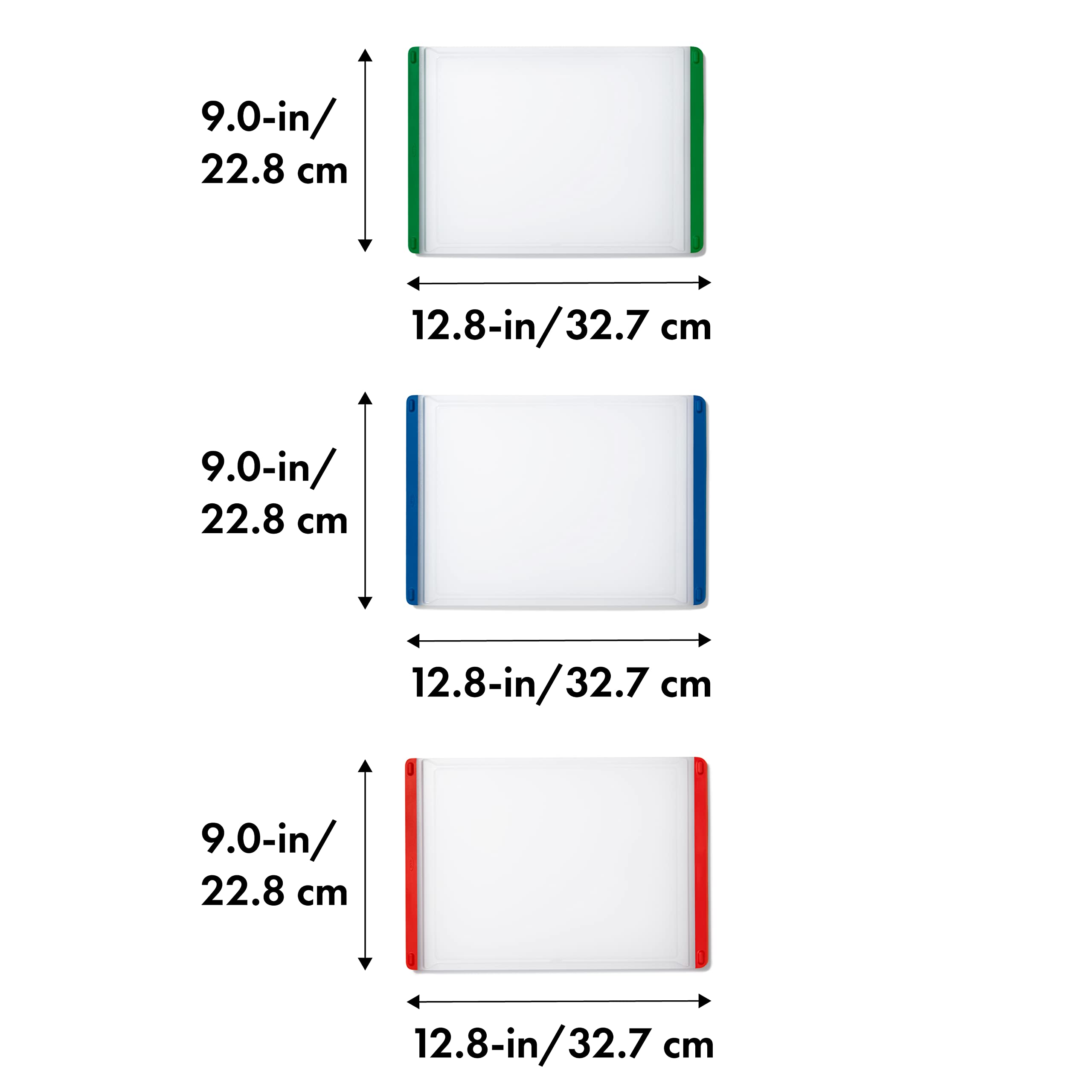 OXO Good Grips 3-Piece Plastic Everyday Cutting Board Set - Red, Green, Blue