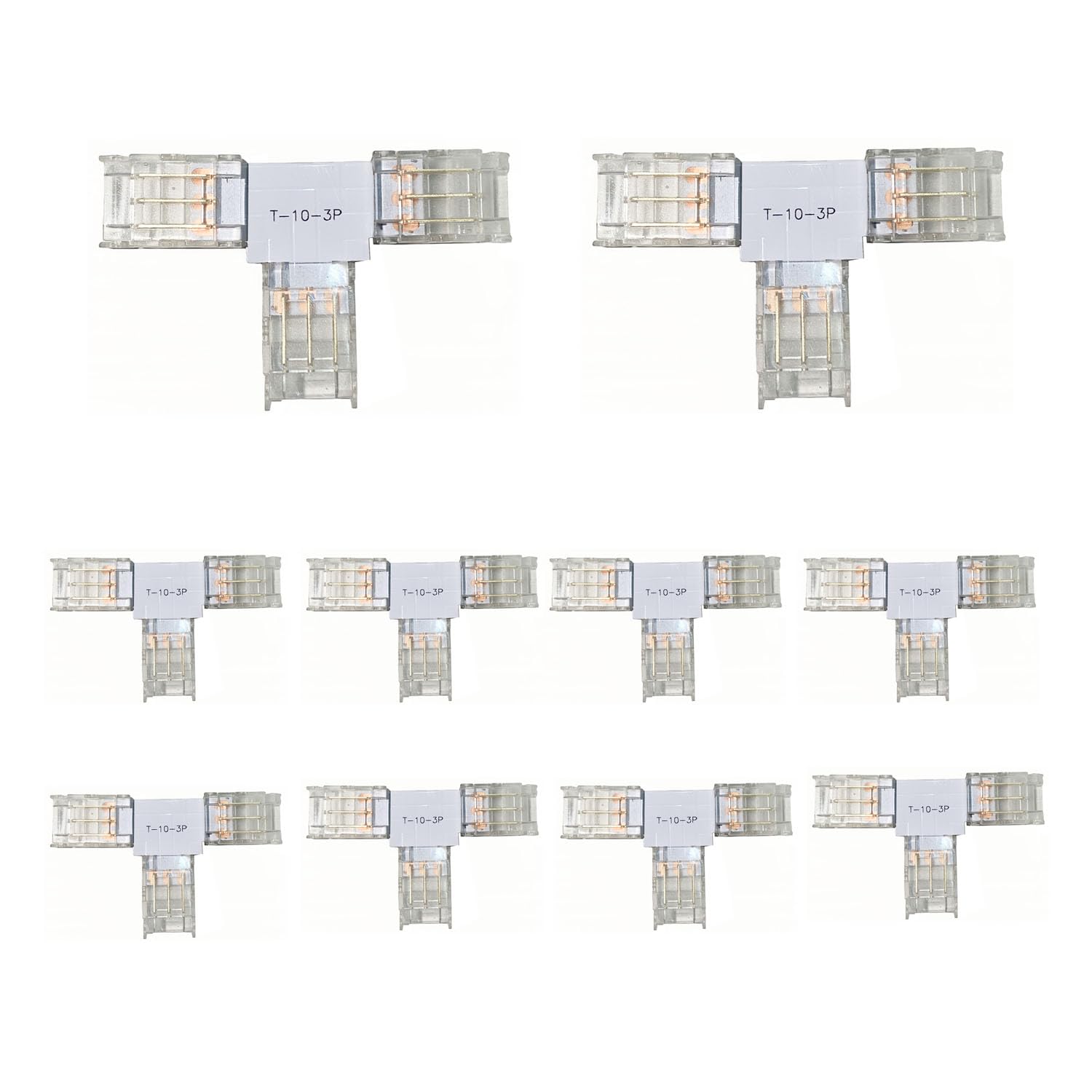 Photo 1 of 10 pcs LED Strip Connector,3 Pin 10mm T Shape Quick Splitter Corner Connector Solderless Gapless Adapter Clip