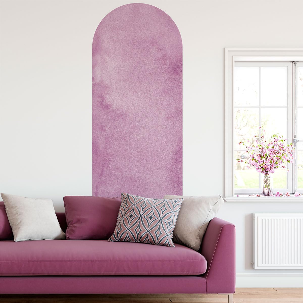 Ambiance Sticker Non-Woven Wallpaper Pre-Pasted Giant Frescoes - Rose Arch Watercolours - Decorative Sticker - 140 x 45 cm