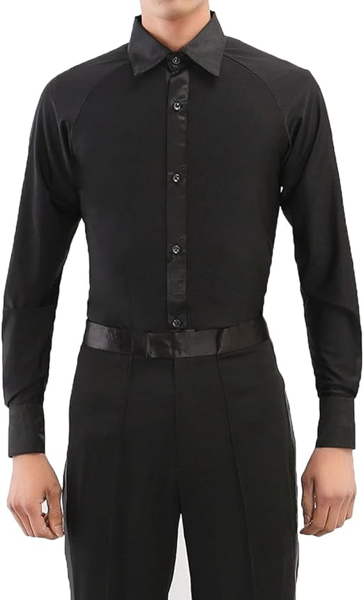 Amazon Co Jp Rikouzy リコウゼワイ メンズ ラテンダンス用シャツ トップス服 社交ダンス モダン ワルツ タンゴ サルサ チャチャ ルンバ ダンスウェア レッスン着 練習 競技用 スポーツ アウトドア