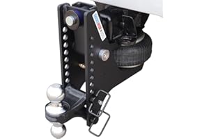 SHOCKER HITCH Shocker HD Max Black Super Drop Air Hitch Fits 2-1/2" Hitch, has Chrome Combo 2" & 2-5/16" Balls - 20,000 lbs GTW