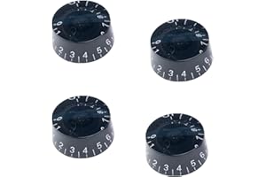 DIAO79NI Metric Size 18 Spline Speed Control Knobs for Epiphone Les Paul SG Electric Guitar Asia Import Guitar Bass Split Shaft Pots, Black/White (Set of 4)