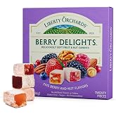 Liberty Orchards Berry Delights - Assorted Vegan Berry Snack, Gluten Free, Lokum with Nuts Strawberry, Blueberry Walnut Turkish Delight Candy Gift Box 10 Oz