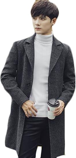 Amazon Piite メンズ チェスターコート 秋冬 無地 シンプル 細身 スプリングコート ビジネス 通勤 大人 ラシャコート ロングコート 厚手 大きいサイズ コート ジャケット 通販
