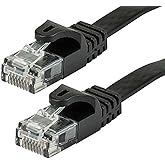 Monoprice Cat5e 10ft Black Flat Patch Cable UTP 30AWG 350MHz Pure Bare Copper Snagless RJ45 Flexboot Series Ethernet Cable