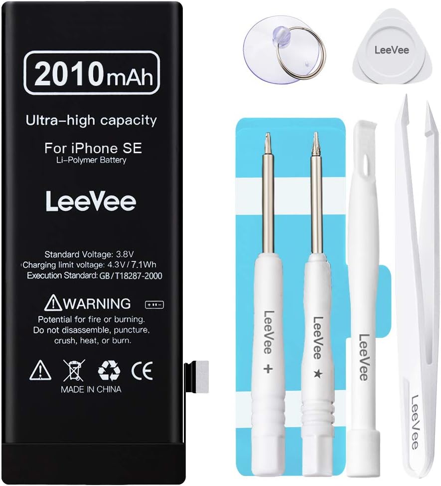 2010mAh Battery for iPhone SE, High Capacity Replacement Battery Compatible with iPhone SE (A1662, A1723, A1724) 0 Cycle Li-Polymer Battery with Repair Tools Kits and Instructions