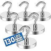 LOVIMAG Magnetic Hooks for Cruise Cabins, 130LBS Strong Magnet Hooks Heavy Duty, Powerful Neodymium Magnets for Cruise Must Haves, Metal Magnets for Ship Wall, Ceiling, Refrigerator- 6 Pcs