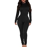 Mokoru Women's Sexy Bodycon Long Sleeve One Piece Jumpsuits Full Length Club Rompers