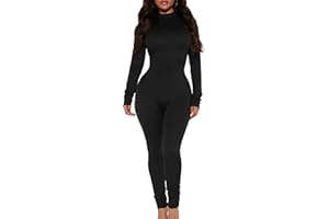 Mokoru Women's Sexy Bodycon Long Sleeve One Piece Jumpsuits Full Length Club Rompers