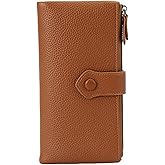 Bakurok Women's Wallet RFID Blocking Soft Leather Slim Bifold Ladies Card Holder with Double Zipper Pocket