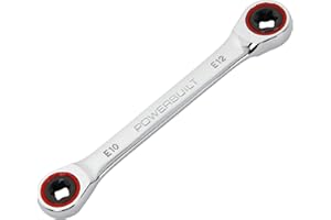 Powerbuilt E10/E12 Ratcheting Double Box-End E-Torx E-Star Wrench, 72-Tooth Ratcheting Wrench with 5-Degree Swing for Tight Spaces - 641760