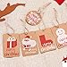 MerLerner 120 Pack Kraft Tags Christmas Gifts Hanging Paper Tags for Xmas Holiday Present Wrap (12 Brown Styles Designs with 65.6 Feet Hemp Rope/32.8 Feet Red and White Rope)
