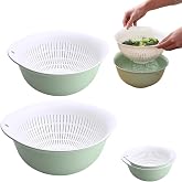 LUMUMIX Colander Bowl Set of 2, Nesting Large Capacity Plastic Food Strainer for Pasta, Vegetables and Fruits Washing Draining Basket, Space Saving, BPA Free