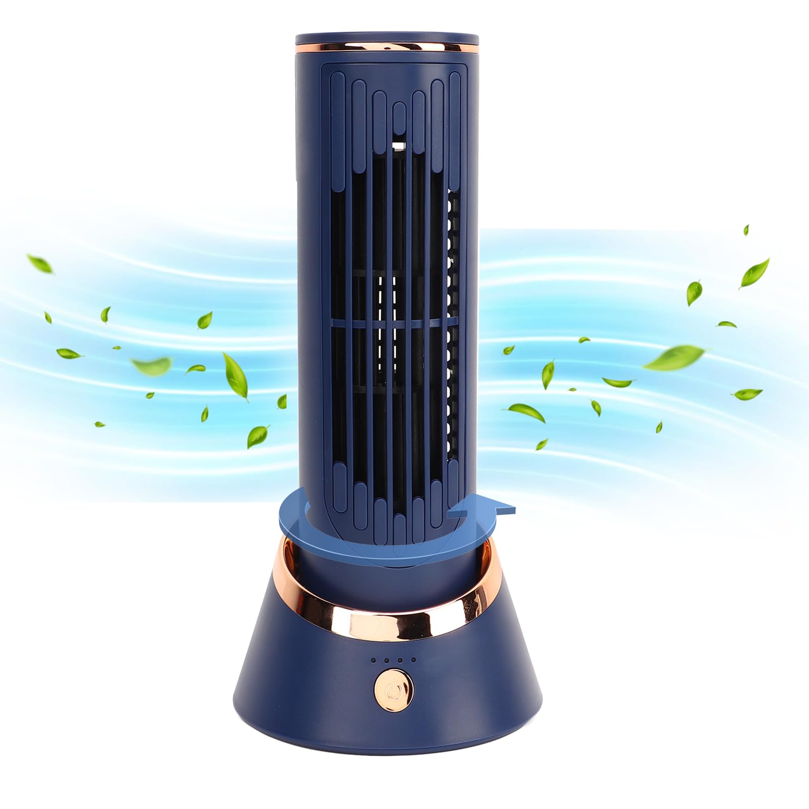 Tower Desk Fan, Quiet Portable Bladeless Fan with 3 Speeds, 120° Oscillating, Unique Airflow, 4000mAh Electric Standing Table Fan, for Home Office Bedroom