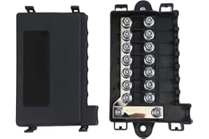 7 Way Fuse Box Holder for Car RV Boat, 32V DC Plastic Fuses Block with 15A-250A Rating, Compatible with for Midi Fuses, 167mm