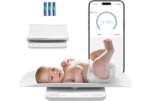 VEVOR Baby Scale, Smart Bluetooth Infant Weight Scale, 2-in-1 Digital Baby Scale for Weighing with Detachable Tray, Hold & Ta