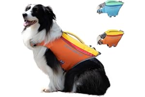 ZLX Dog Life Jacket, High Buoyancy Dog Life Vest with Secure Handle, Ripstop Lifejacket for Swimming, Boating, Water Safety, Adjustable Lightweight Floating Pet Preserver, Small, Orange