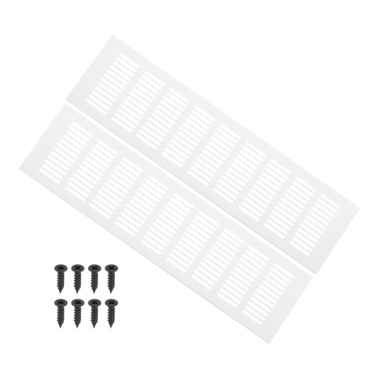 PATIKIL 16 x 4 Inch Door Air Vent Cover, 2 Pcs Heavy Duty Aluminum Grille Ventilation Cover Louvered with Mounting Screws for Cabinet Wardrobe Door, Silver — image 1