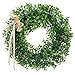 Adeeing 15 Inches Artificial Green Leaf Wreath with Bow Door Hanging Wall Window Decoration Holiday Festival Wedding Decor, Style A